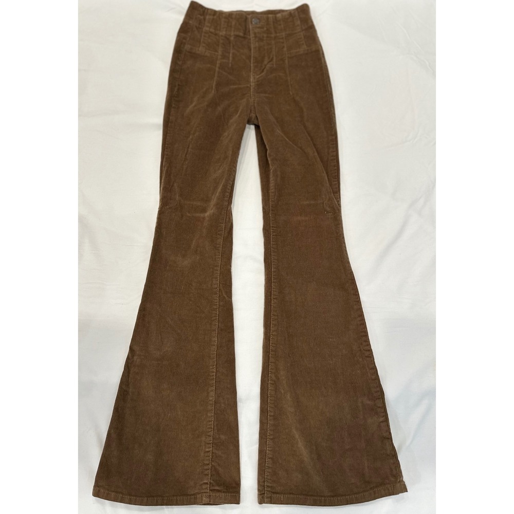 No Boundaries Brown Corduroy Flare Pants High Waisted Size 1 Vintage Style